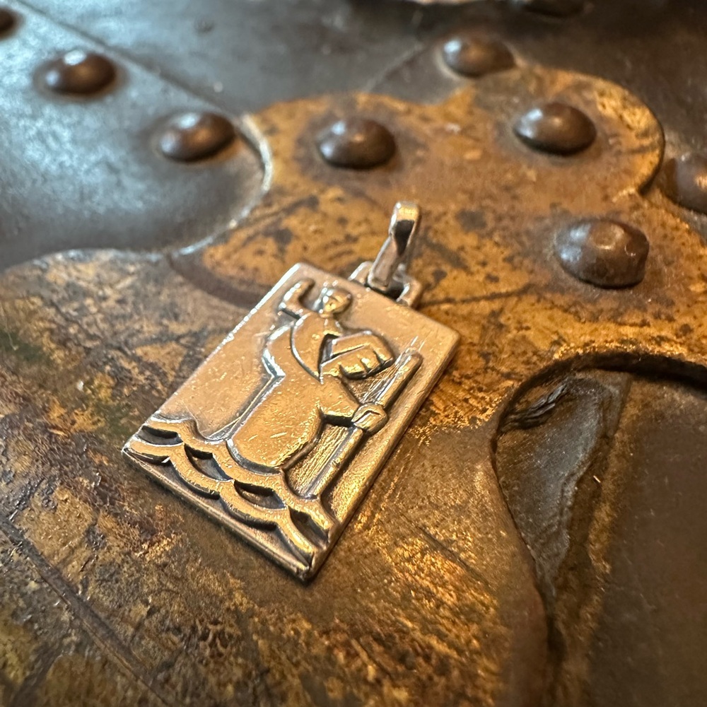 James Avery Retired Smaller St Christopher Rare Rectangle Pendant Charm 3.67g